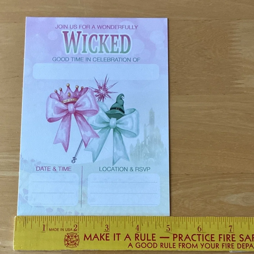 Wicked Birthday Invitations 5X 7 10ct Flat w/ Envelopes*READ